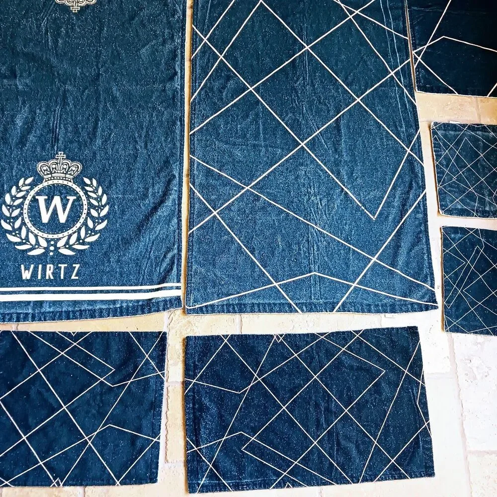 WIRTZ 7pc Spa Towels Luxury Large Bath Towels Set Navy Blue Masculine Sporty Set